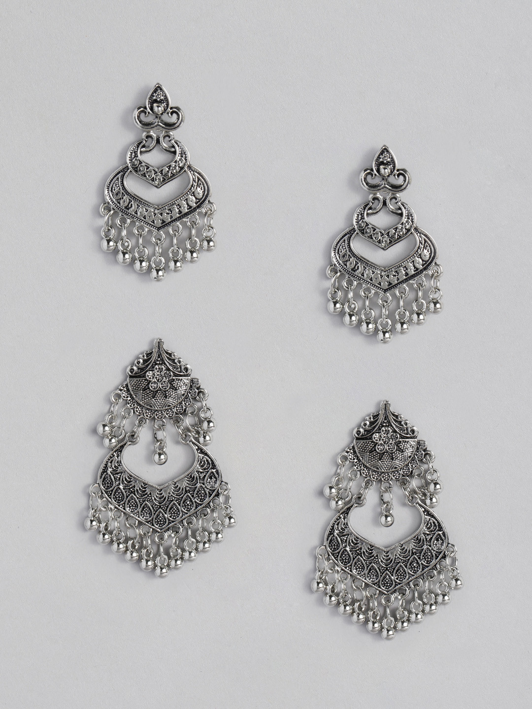 Laida Oxidized Silver-Plated Set of 2 Earrings