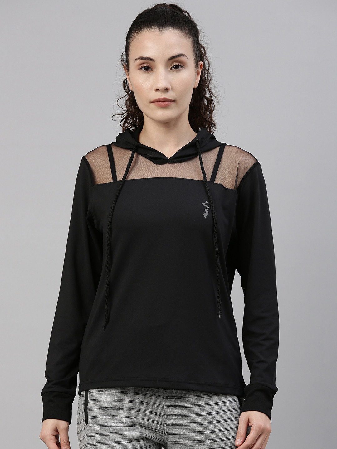 Campus Sutra Women Black Training or Gym Sporty Jacket