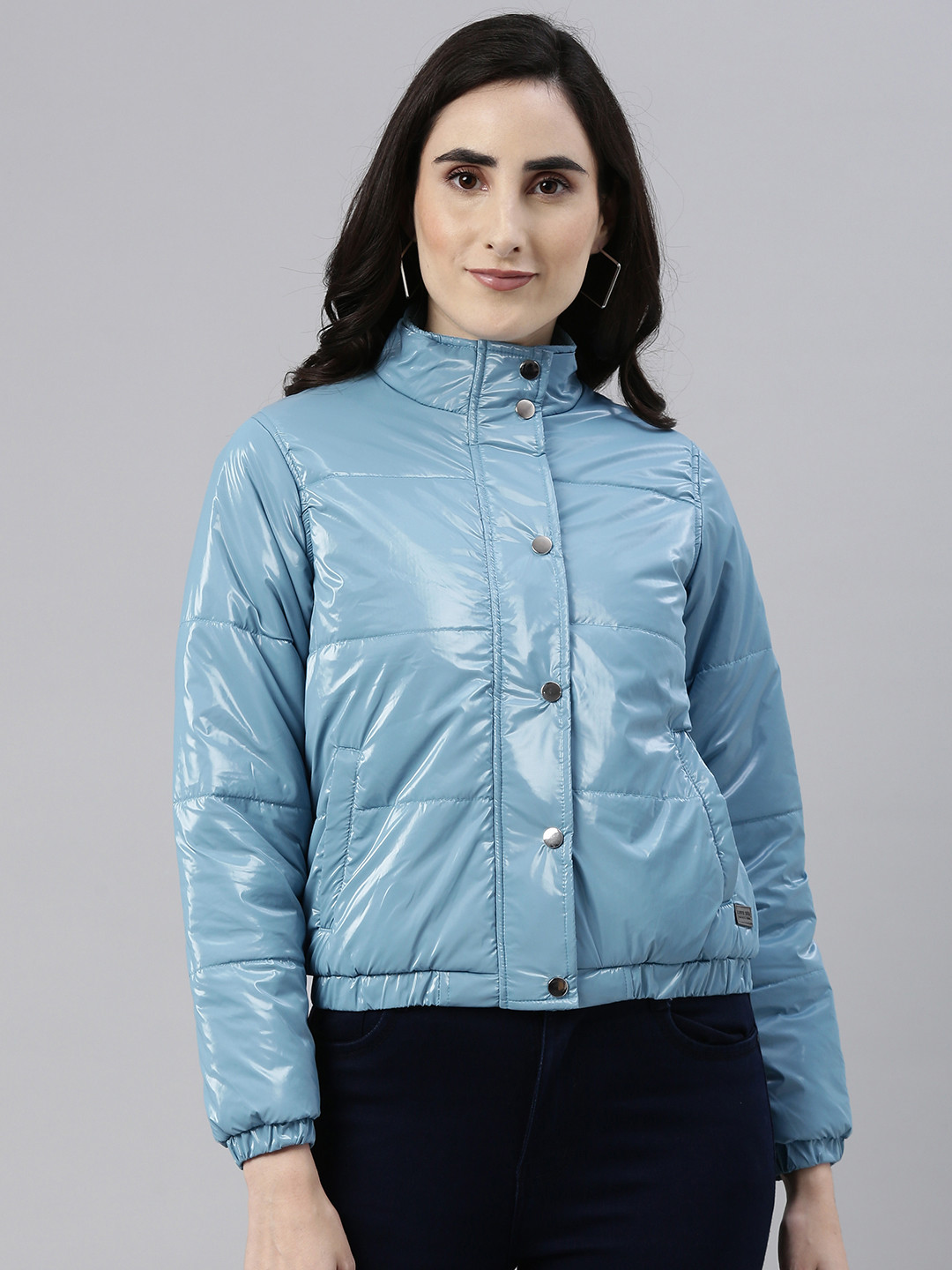 Campus Sutra Women Blue Padded Jacket