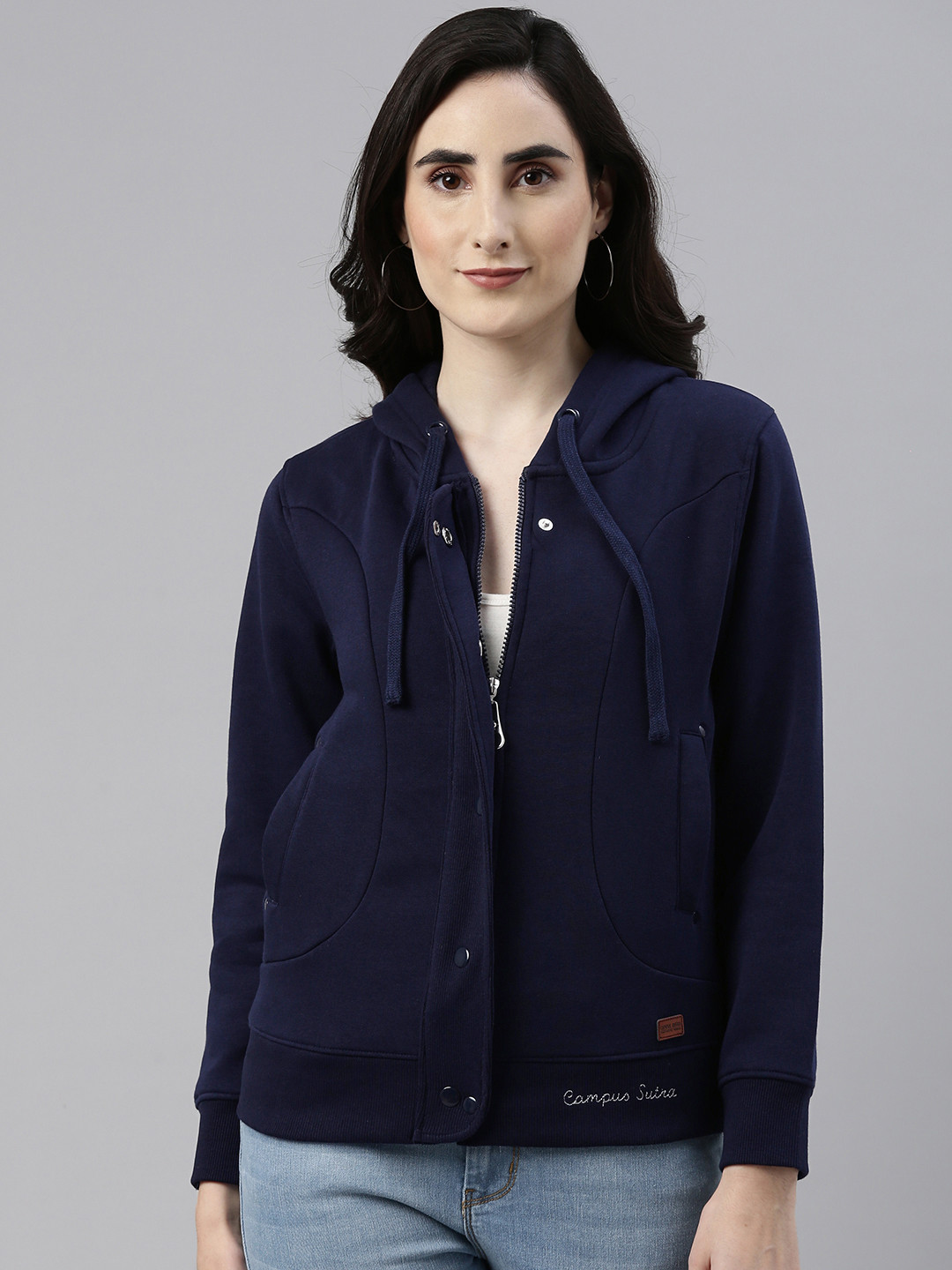 Campus Sutra Women Navy Blue Tailored Jacket