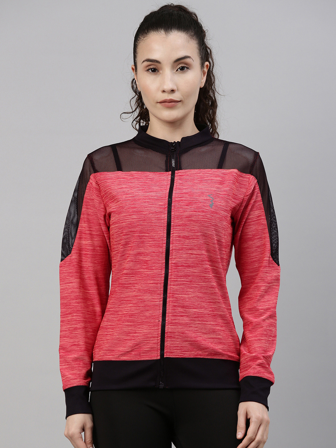 Campus Sutra Women Red Semi Sheer Sporty Jacket