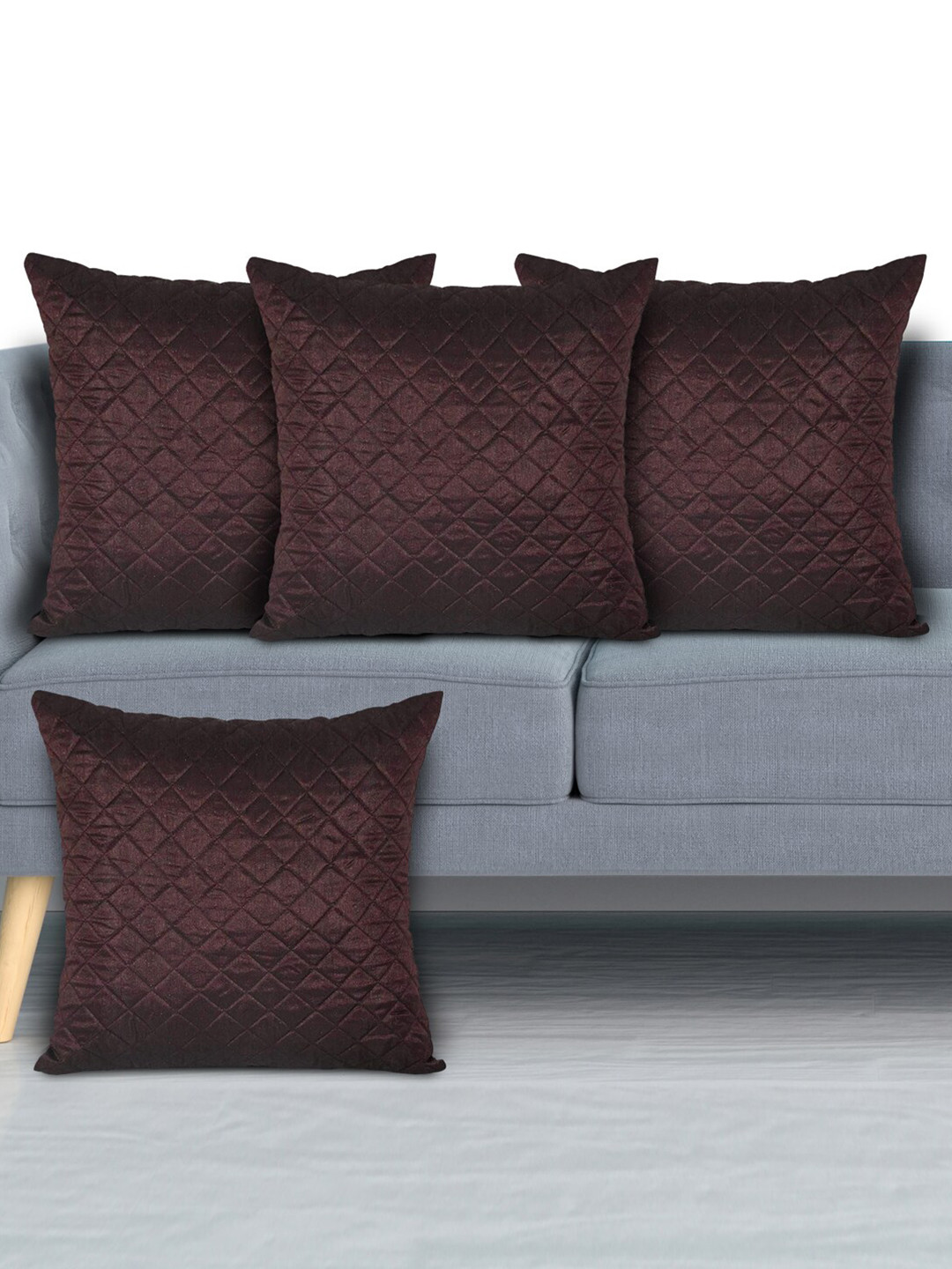 Kuber Industries Geometric Polyester Anti-Wrinkle 4 Pcs Textured Cushion Covers -18x18In