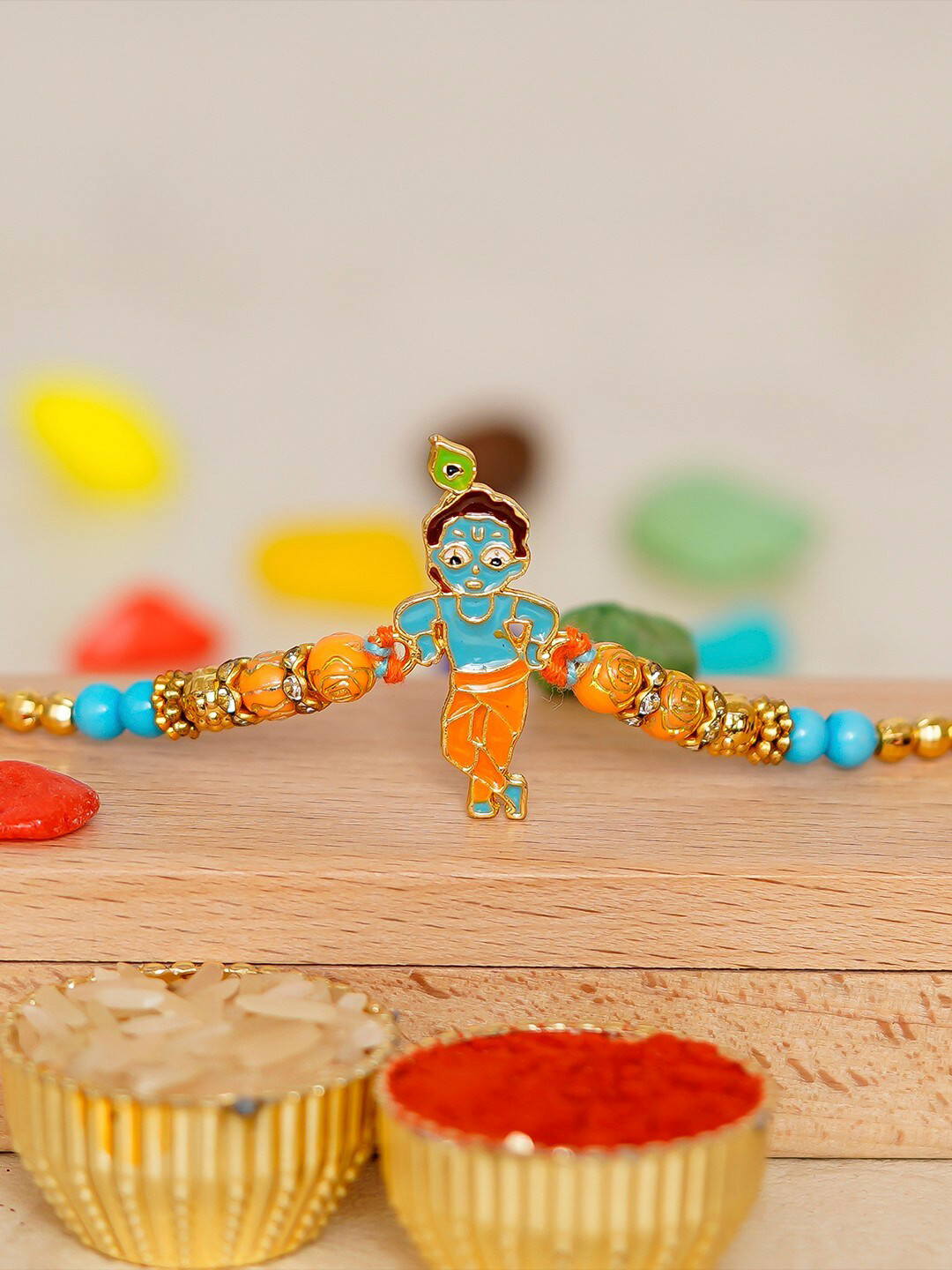 eCraftIndia Multicoloured Krishna Rakhi Gift Set