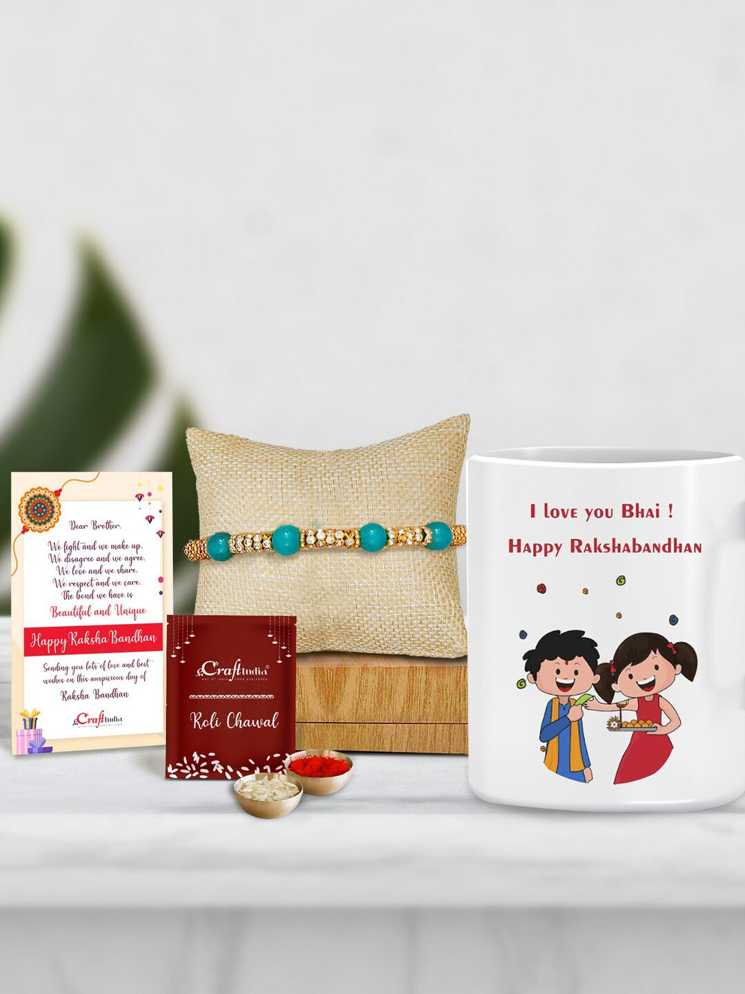 eCraftIndia Multicoloured Pearl Rakhi Gift Set