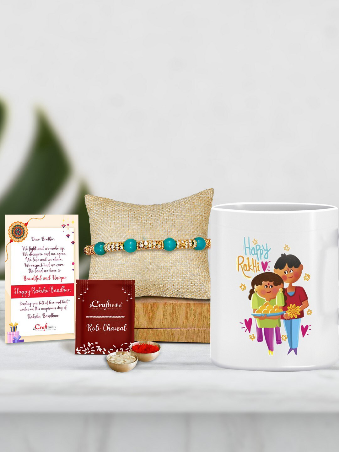 eCraftIndia Multicoloured Pearl Rakhi Gift Set