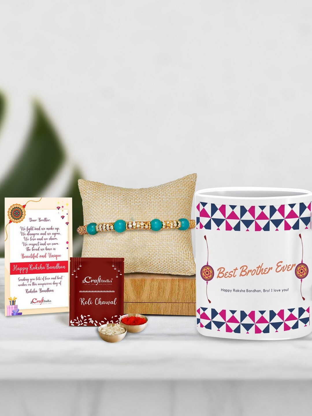 eCraftIndia Multicoloured Pearl Rakhi Gift Set