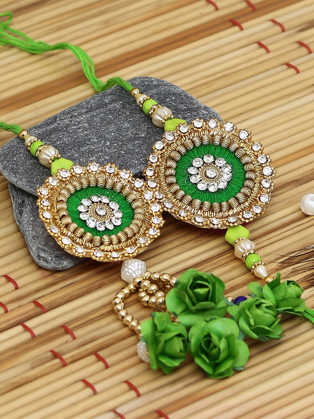 eCraftIndia Green Bhaiya Bhabhi Rakhi Set