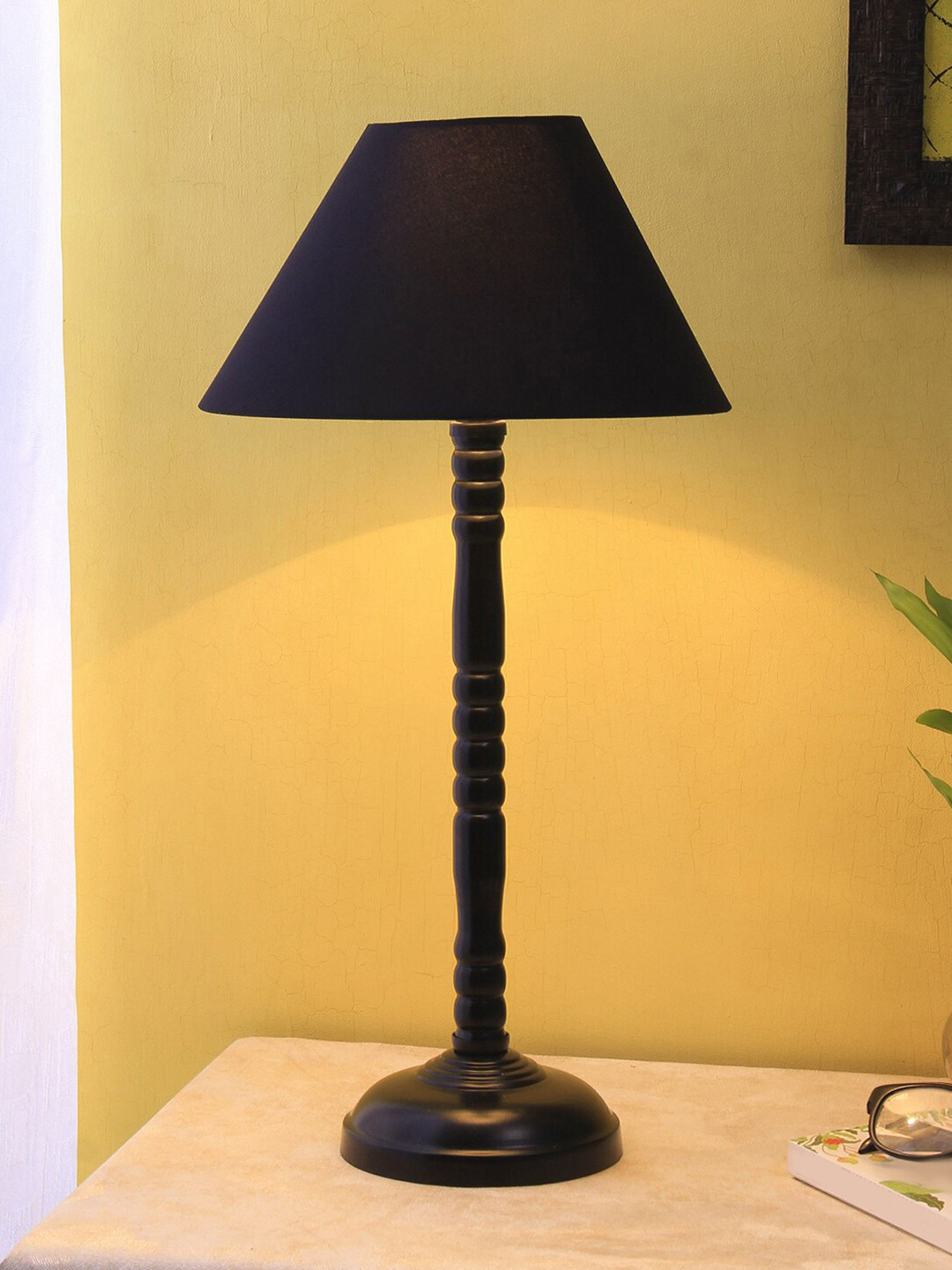 Devansh Black Iron Traditional Bedside Table Lamp with Shade