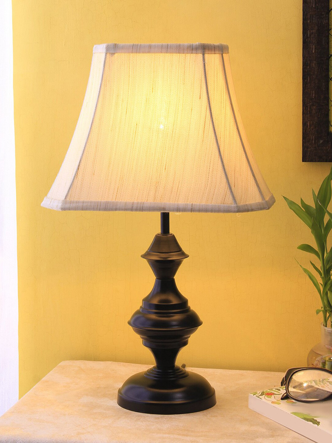 Devansh Off White Iron Traditional Bedside Standard Table Lamp