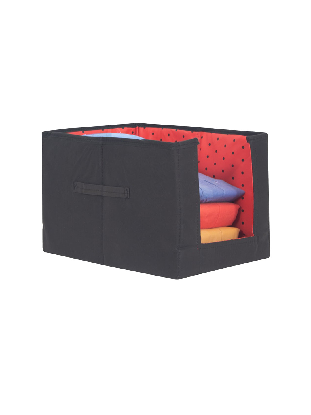 prettykrafts Black & Red Solid Foldable Shirt Stacker Wardrobe Organizer