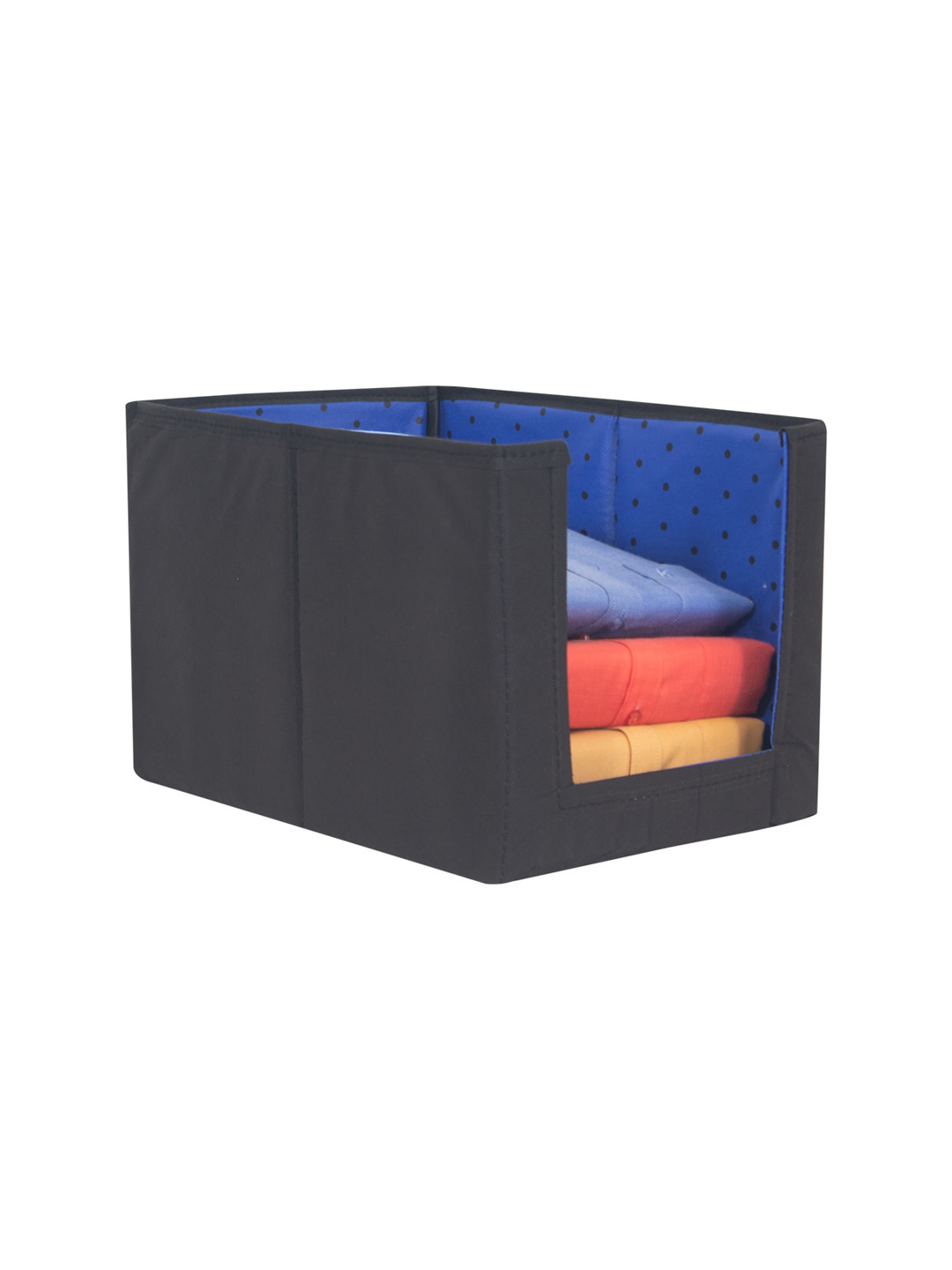 prettykrafts Black & Blue Printed Foldable Shirt Stacker Wardrobe Organizer