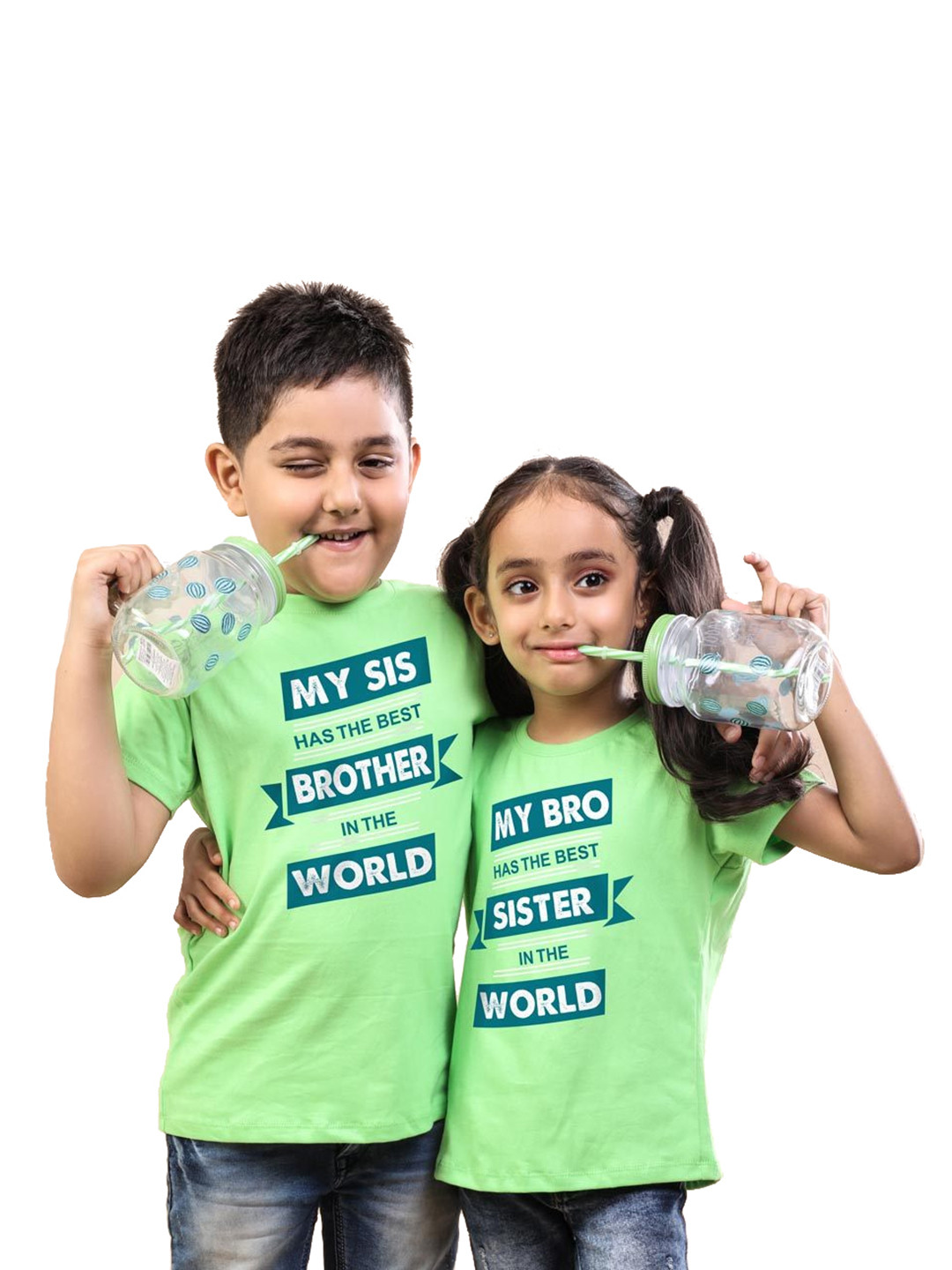 BonOrganik Boys Green Sibling Collection Printed Cotton T-shirt