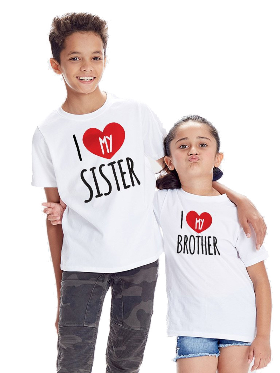 BonOrganik Boys White & Black Sibling Collection Printed Cotton T-shirt
