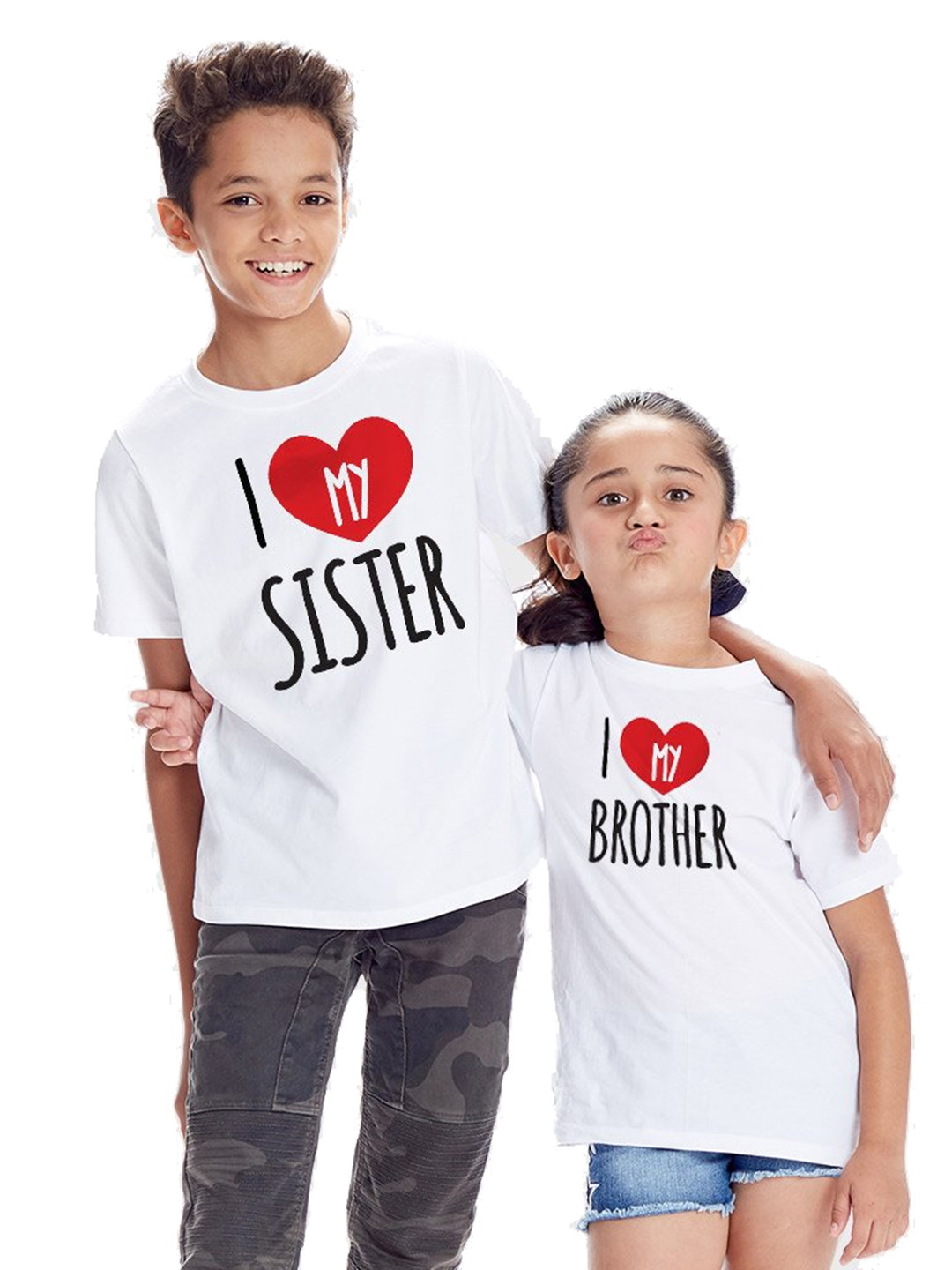 BonOrganik Girls White Pure Cotton Sibling Collection Printed Cotton Pure Cotton T-shirt