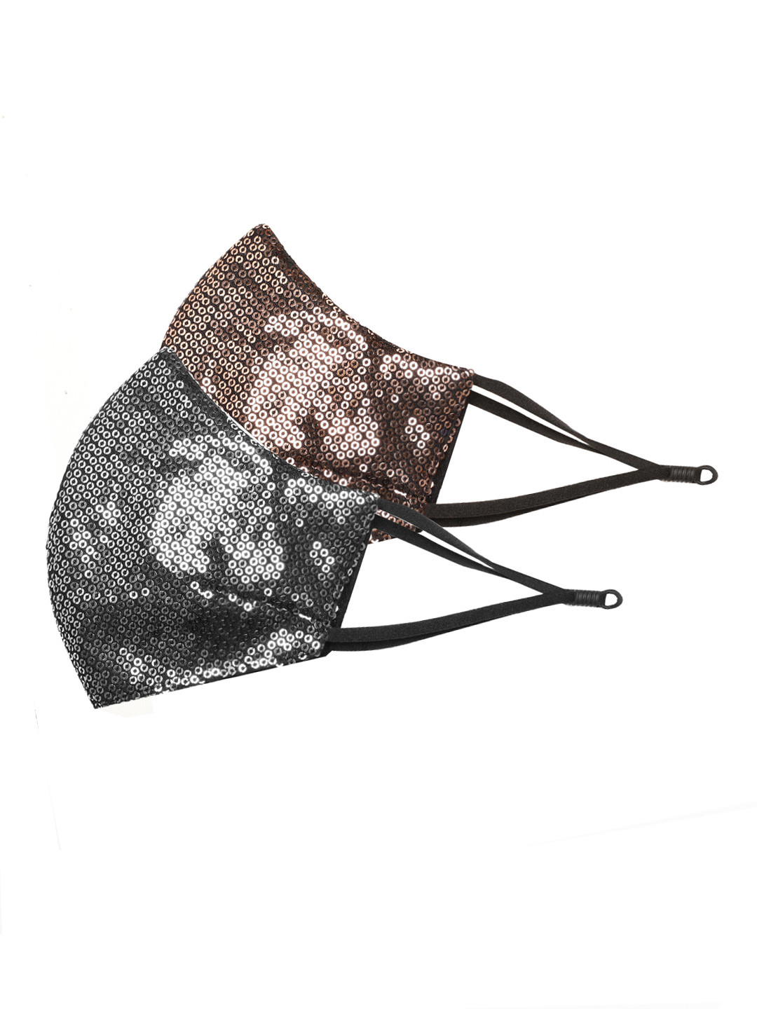 MANARI India Women Pack of 2 Reusable 5-Ply Adjustable Sequinned Cloth Masks