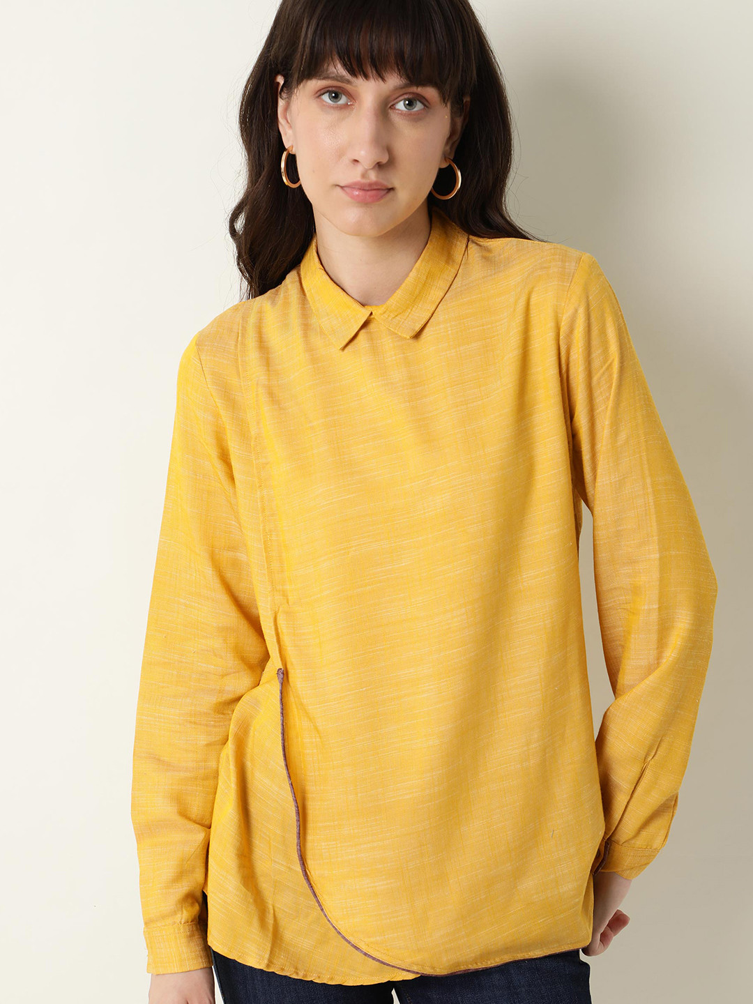RAREISM Women Yellow Shirt Style Top