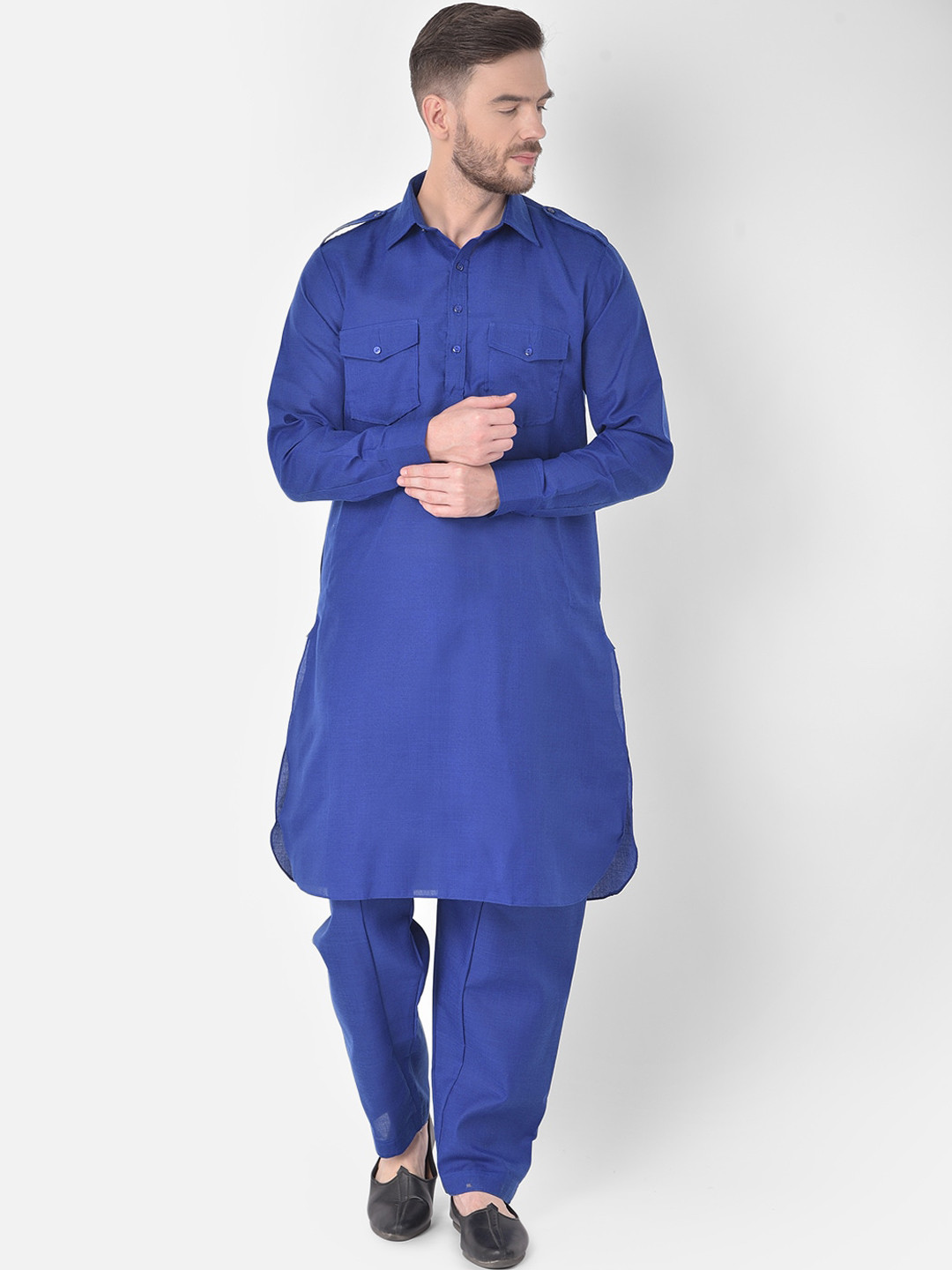 SG LEMAN Men Royal Blue Salwar Kurta