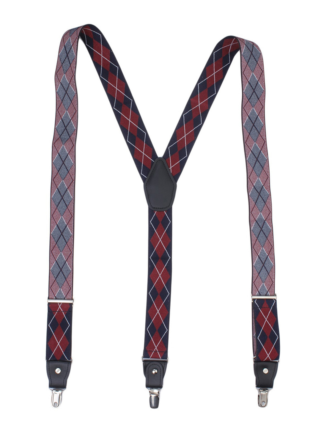 Alvaro Castagnino Men Maroon & Navy Blue Patterned Suspenders