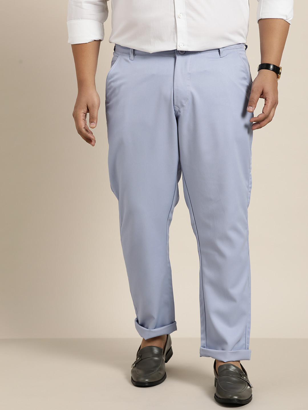 SOJANYA PLUS Men Blue Smart Regular Fit Chino Trousers