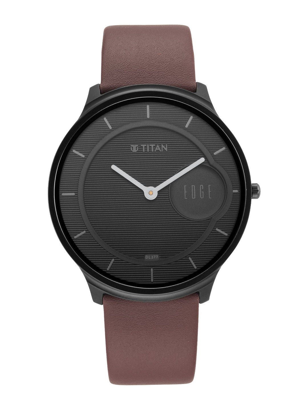 Titan Men Black Dial & Brown Leather Straps Analogue Watch 1843NL01-Black