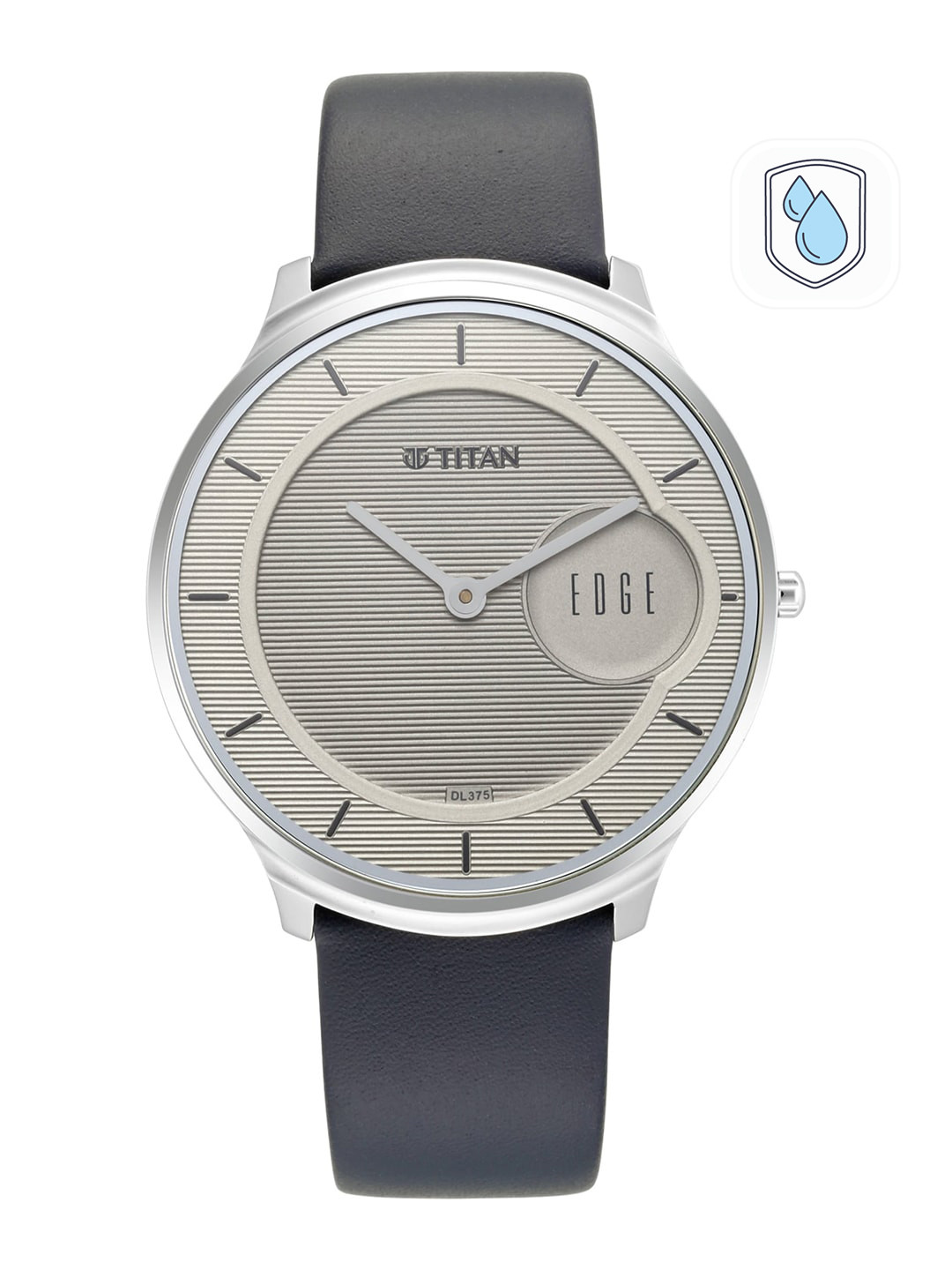 Titan Men Grey Dial & Blue Leather Straps Analogue Watch 1843SL01
