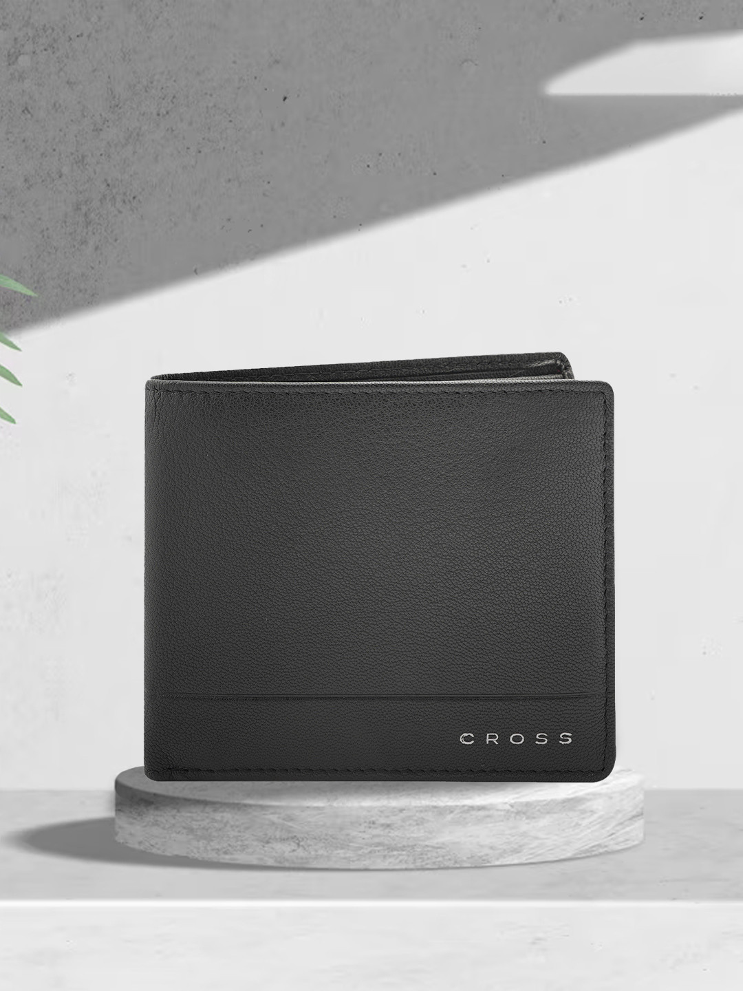 Cross Men Black Solid Mono Bi Fold Coin Wallet