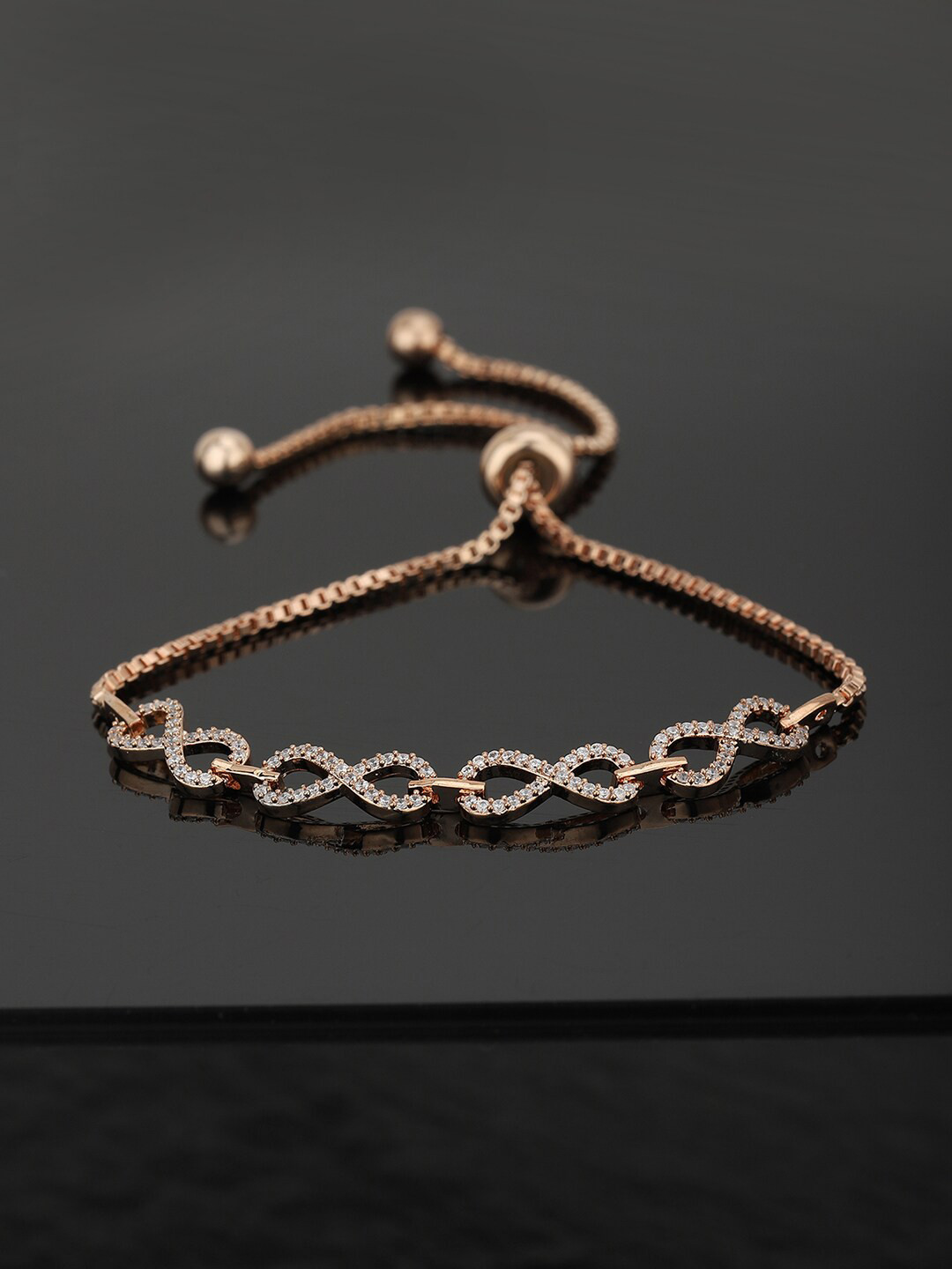 Carlton London Women Rose Gold-Plated Charm Bracelet
