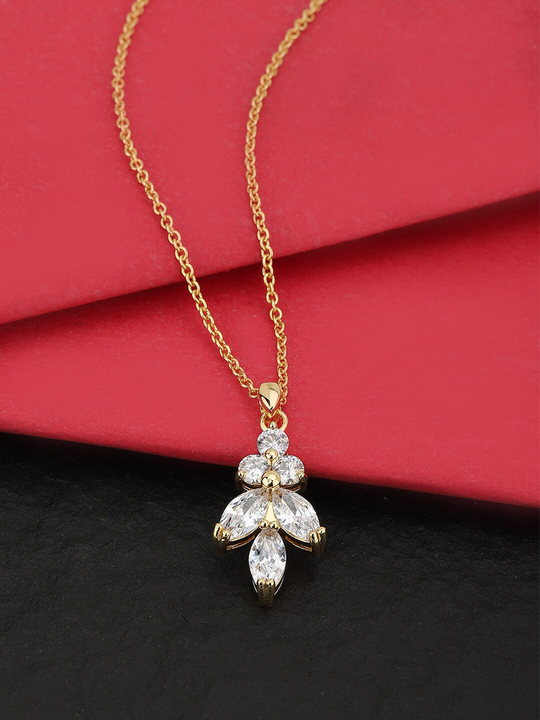 Carlton London Gold-Toned & White Brass Gold-Plated Necklace