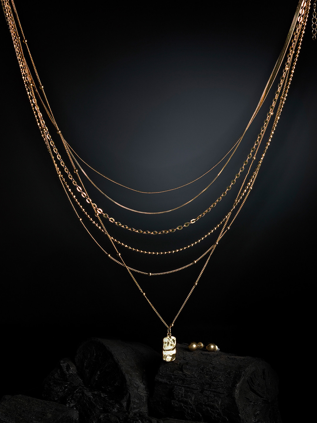 AMI Gold-Plated Contemporary 6 Layered Jewellery Set