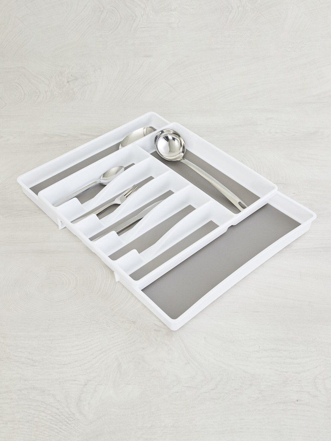 Home Centre White & Grey Orion-Gloria Extendable Cutlery Tray