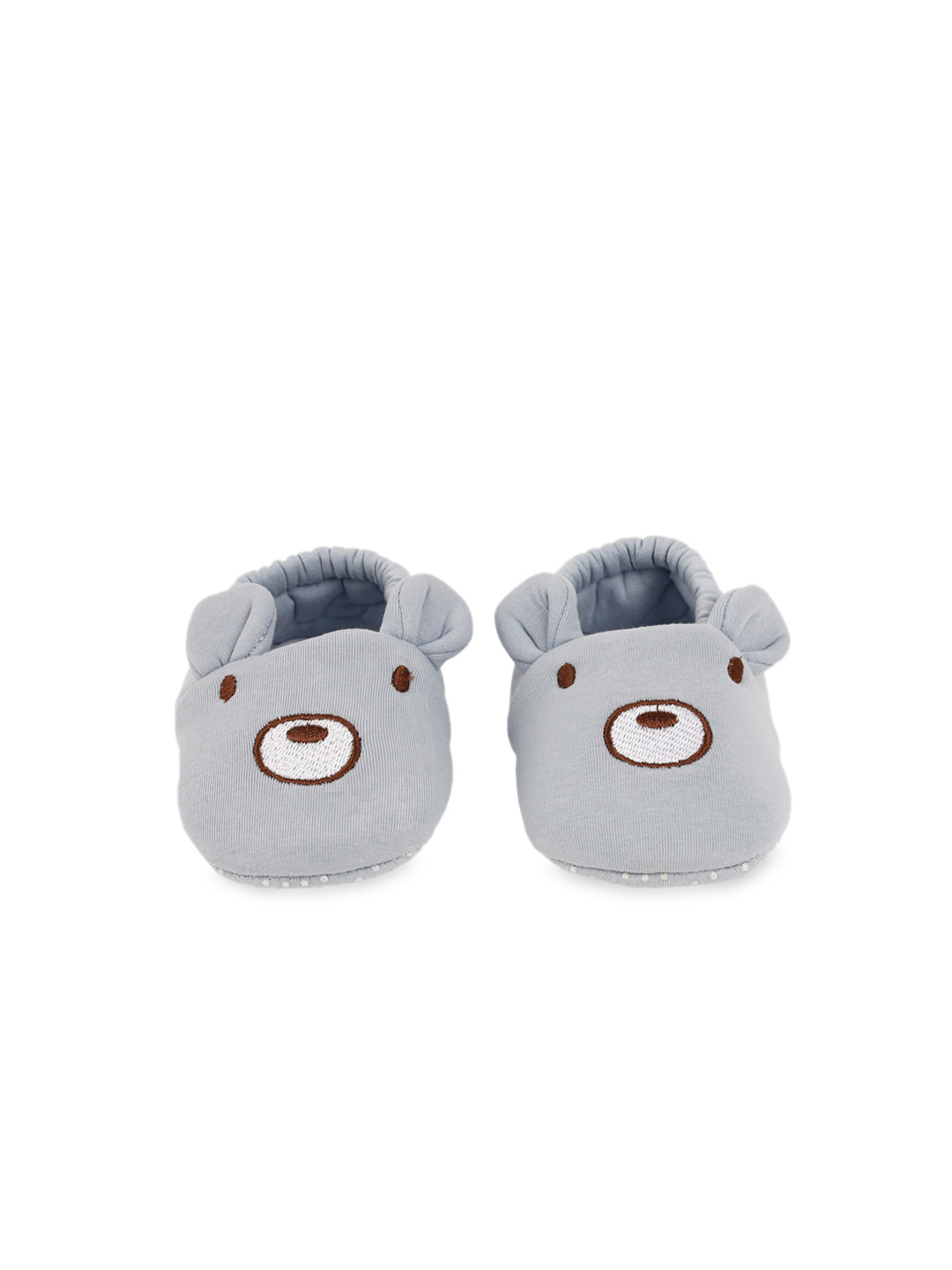 KICKS & CRAWL Infants Kids Blue & White Applique Bear Booties