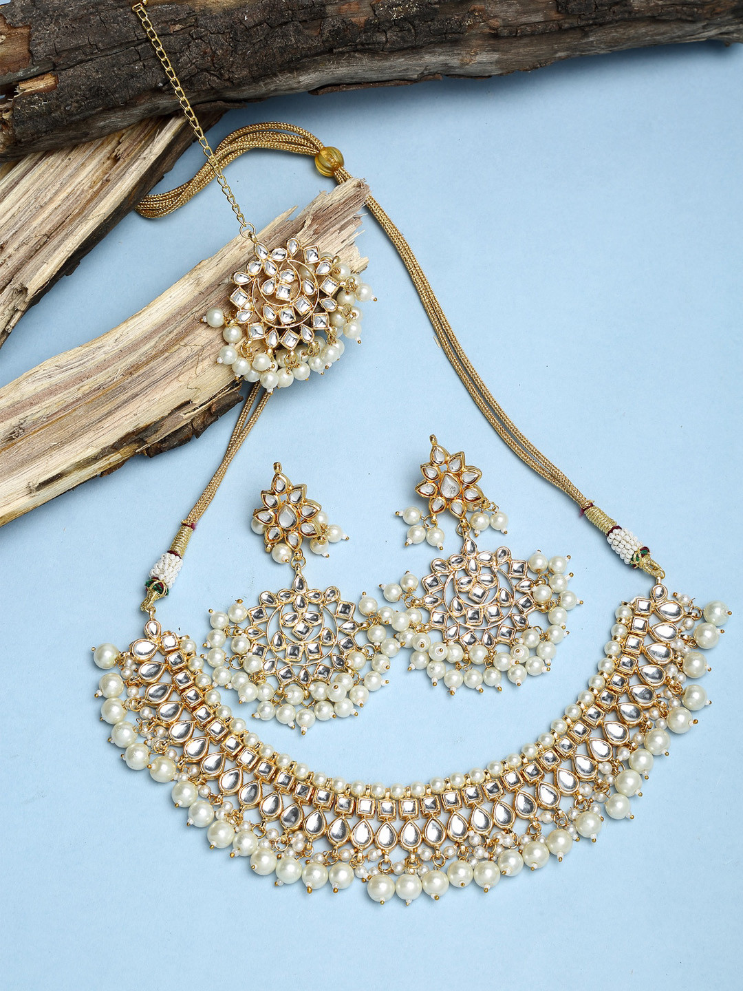 Ruby Raang Gold-Plated Kundan Jewelry Set