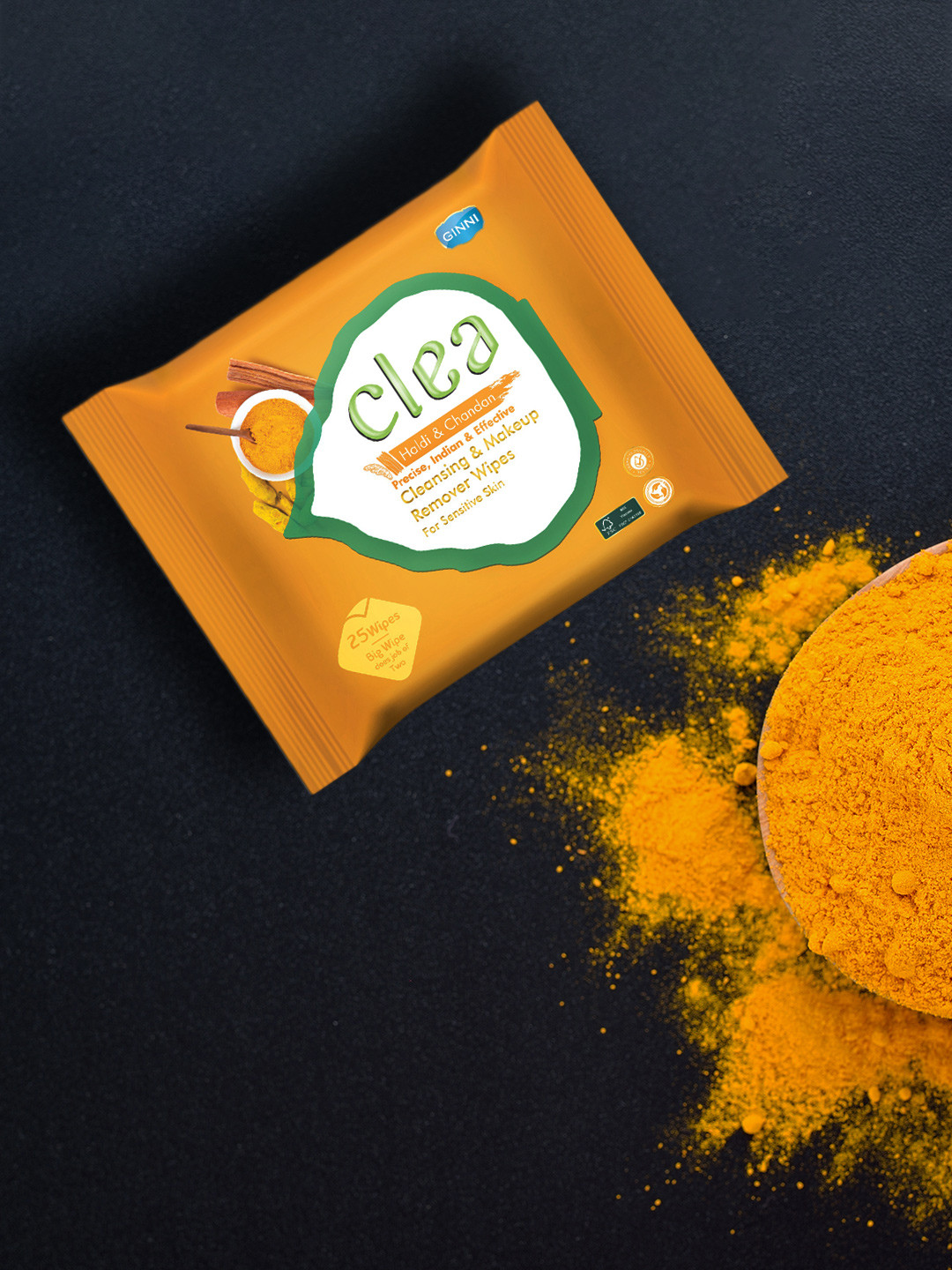 Clea Set of 3 Haldi & Chandan Cleansing & Makeup Remover Wet Wipes - 25 Pulls each