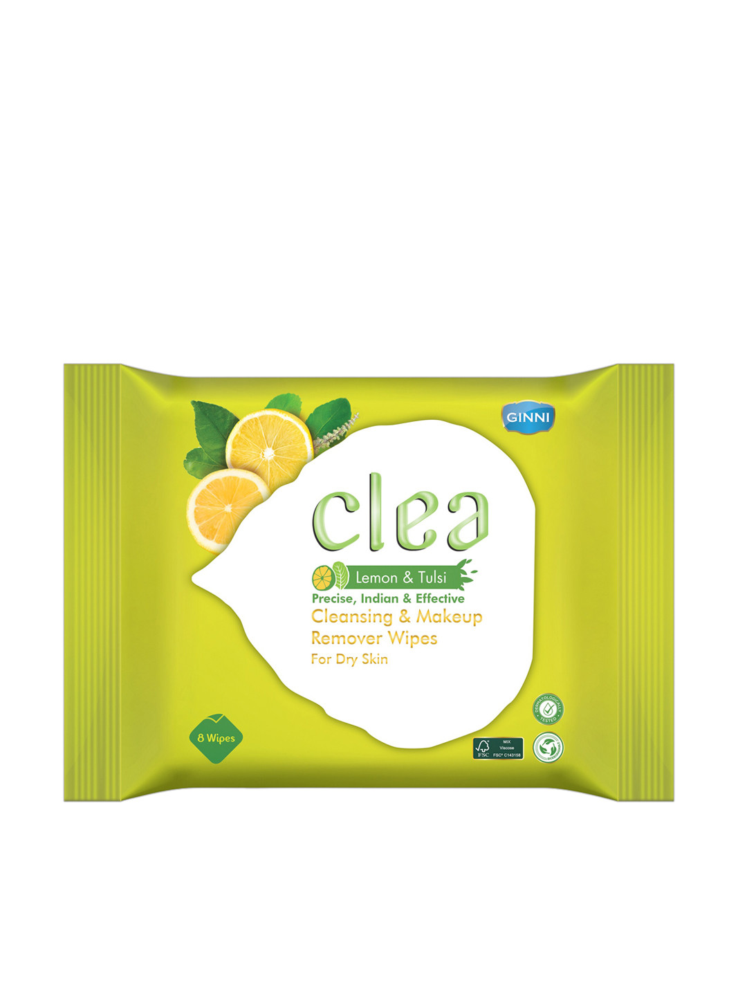 Clea Set of 6 Lemon & Tulsi Cleansing & Makeup Remover Wet Wipes - 8 Pulls each