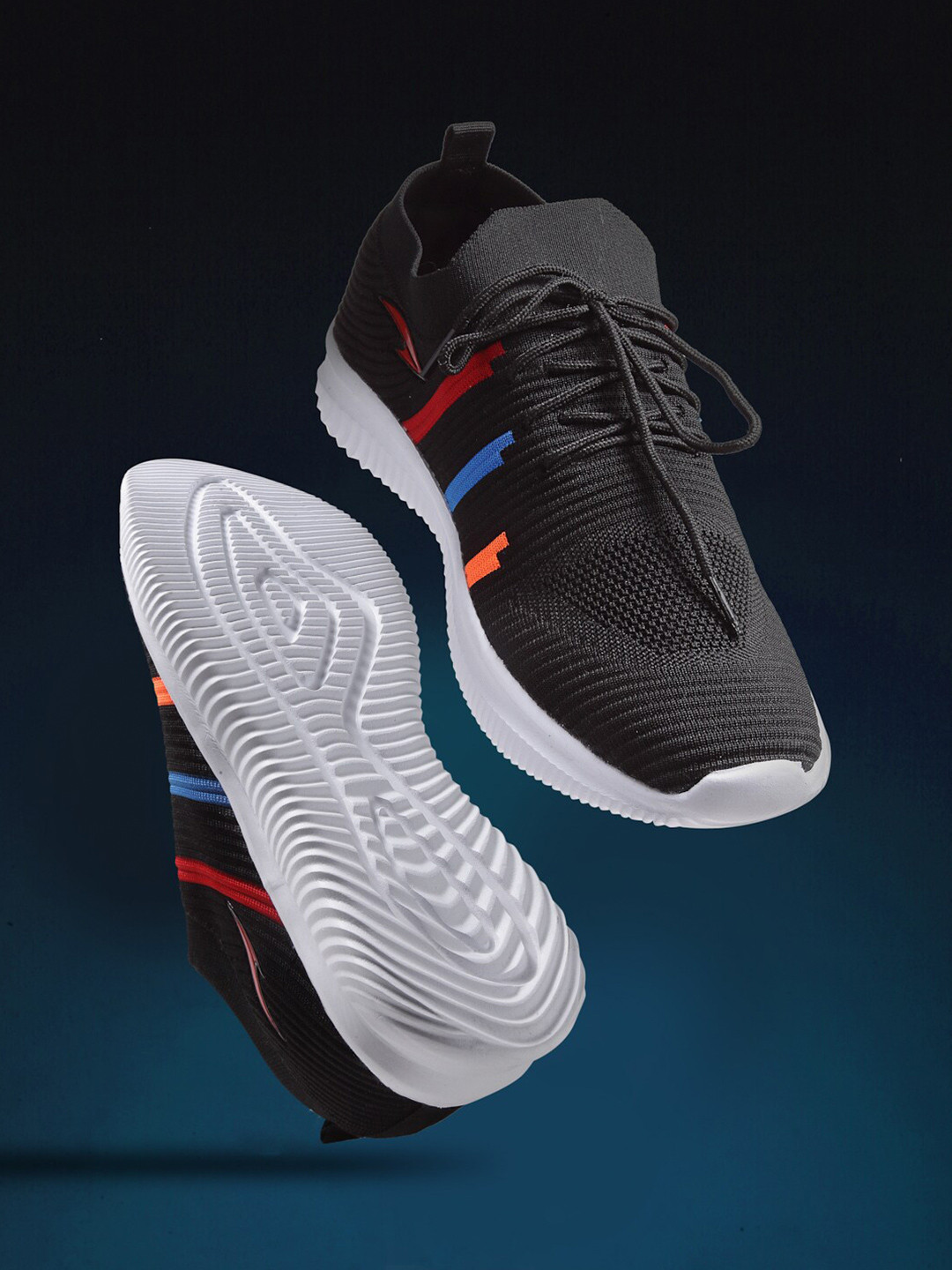 ASIAN Men Black & Red Mesh Running Non-Marking Shoes