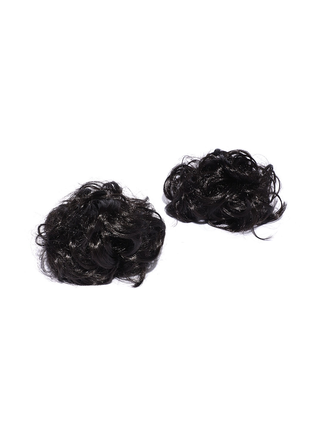 CHANDERKASH Set of 2 Black Bun Nylon and Synthetic Hair Extensions