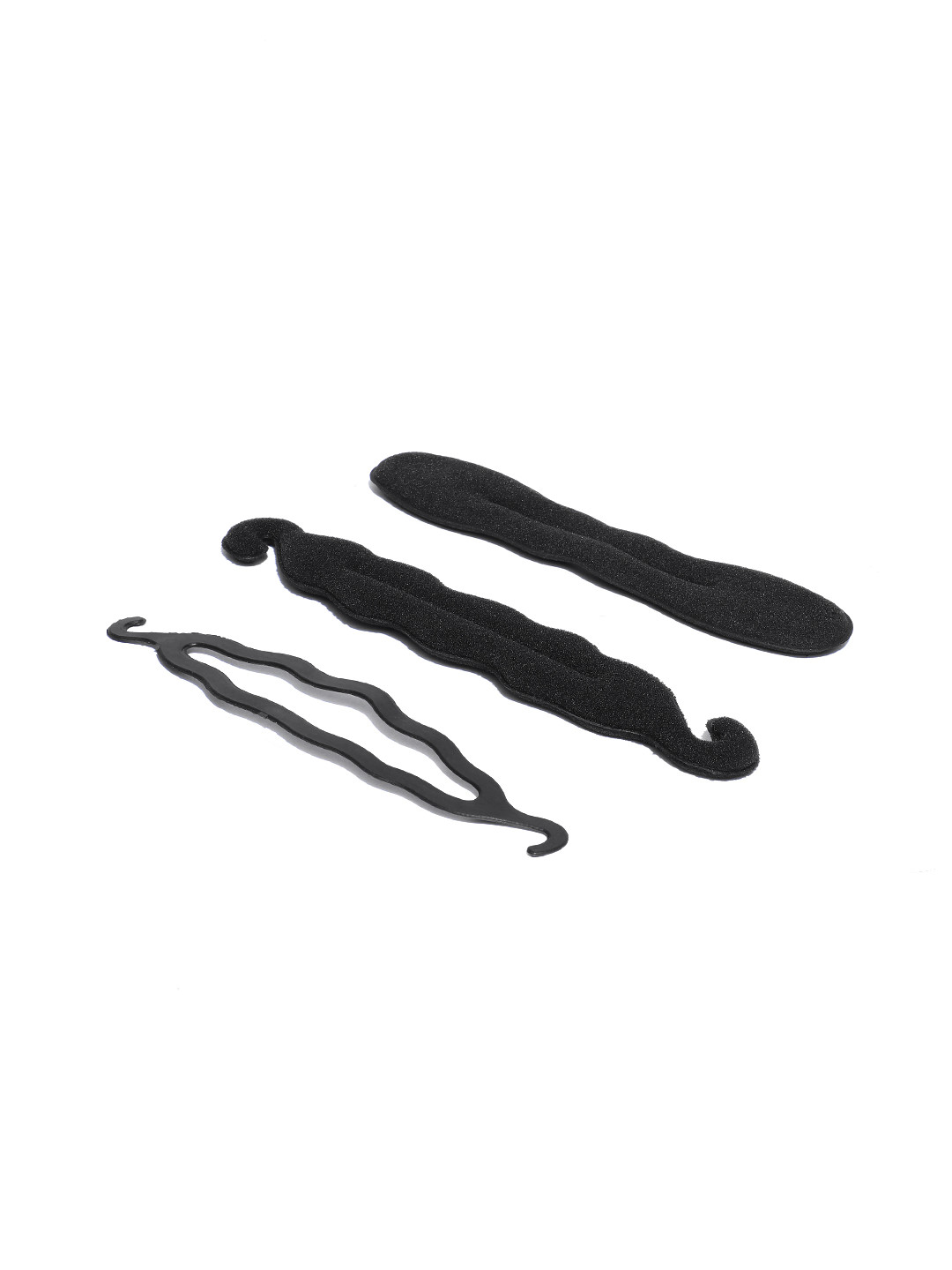 CHANDERKASH Women Set of 3 Black Nylon Hair Extension and Accessory Set