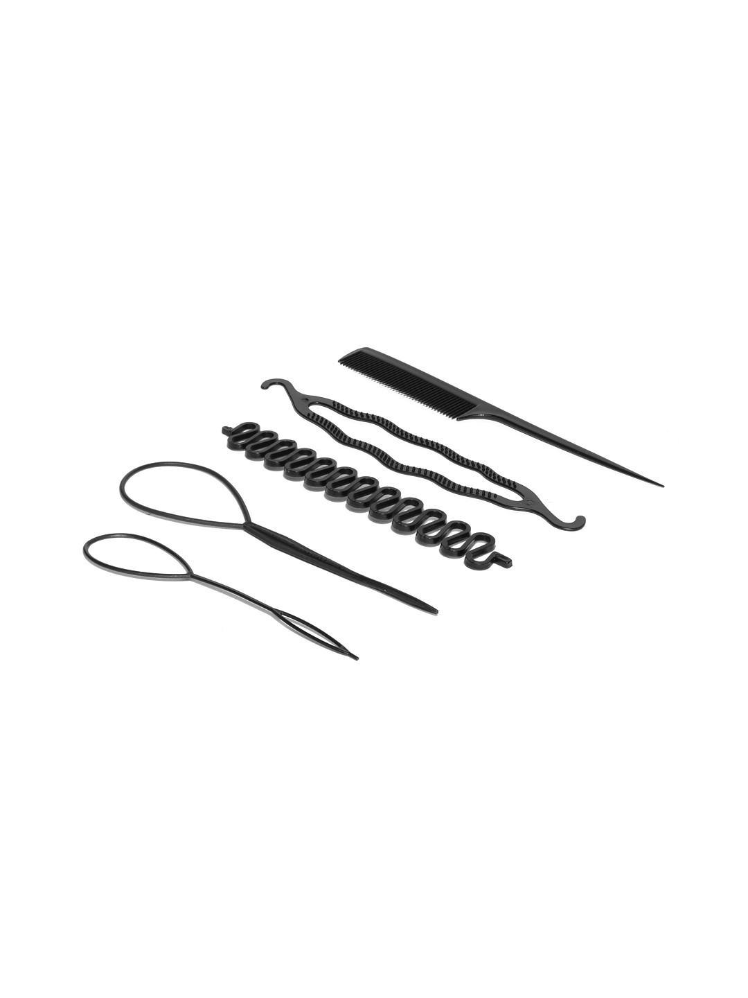 CHANDERKASH Set of 5 Black Hair Juda Nylon Bun Maker Accessories