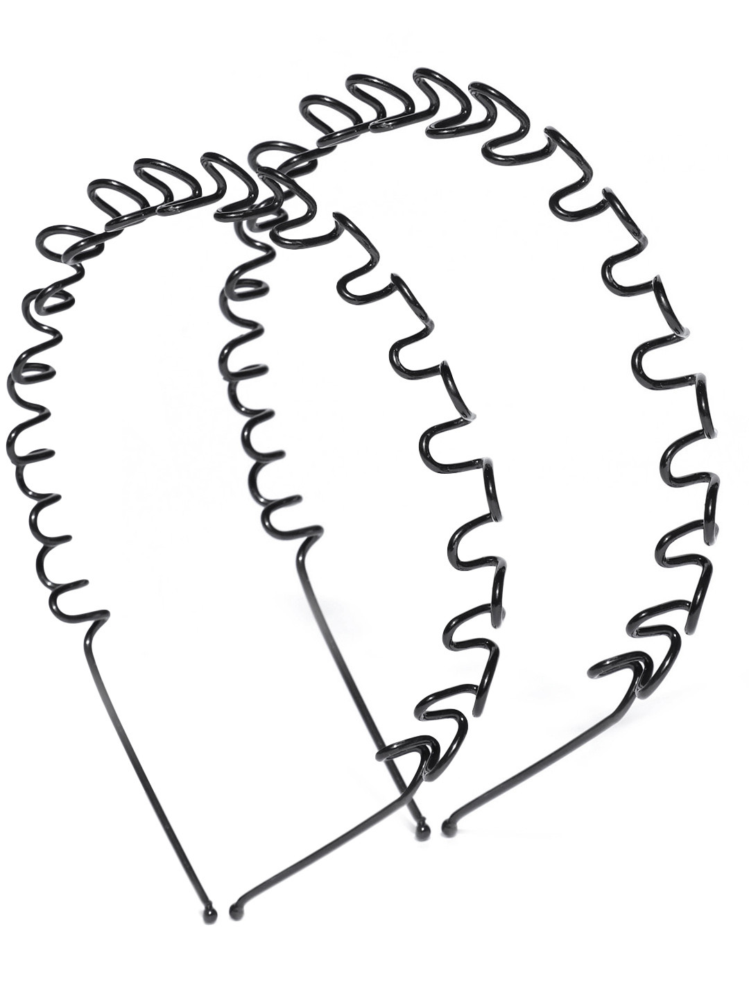 CHANDERKASH Women Set of 2 Black Zig-Zag Hairband