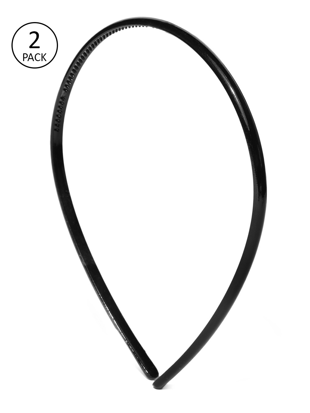 CHANDERKASH Set of 2 Black Solid Sleek Hair Bands