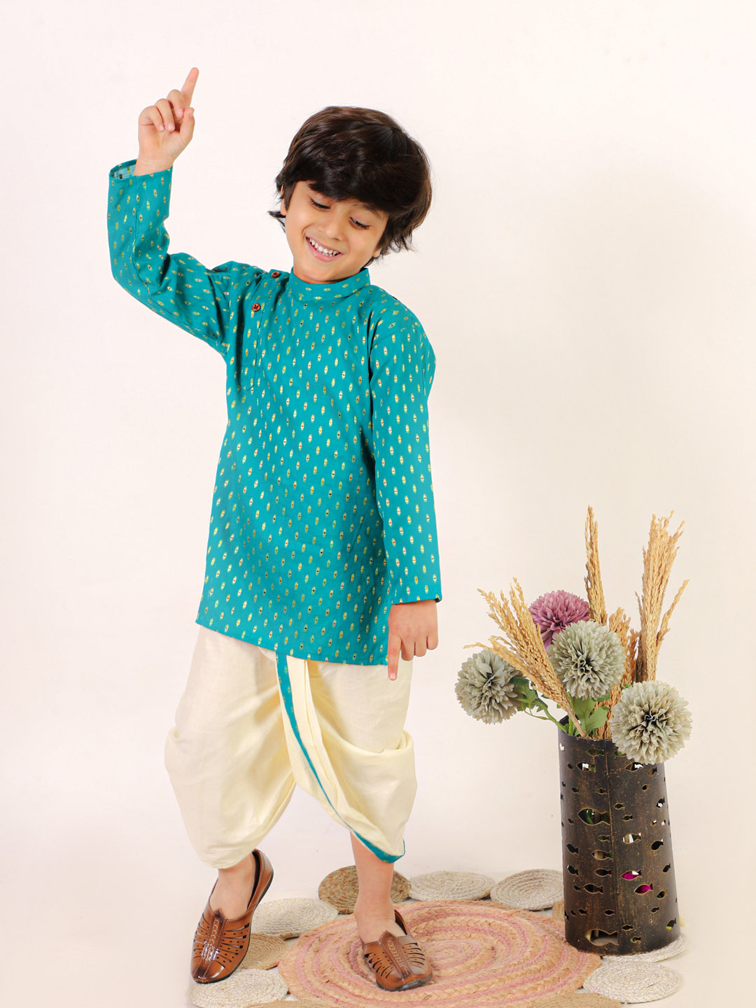 Superminis Boys Green Kurta with Dhoti Pants