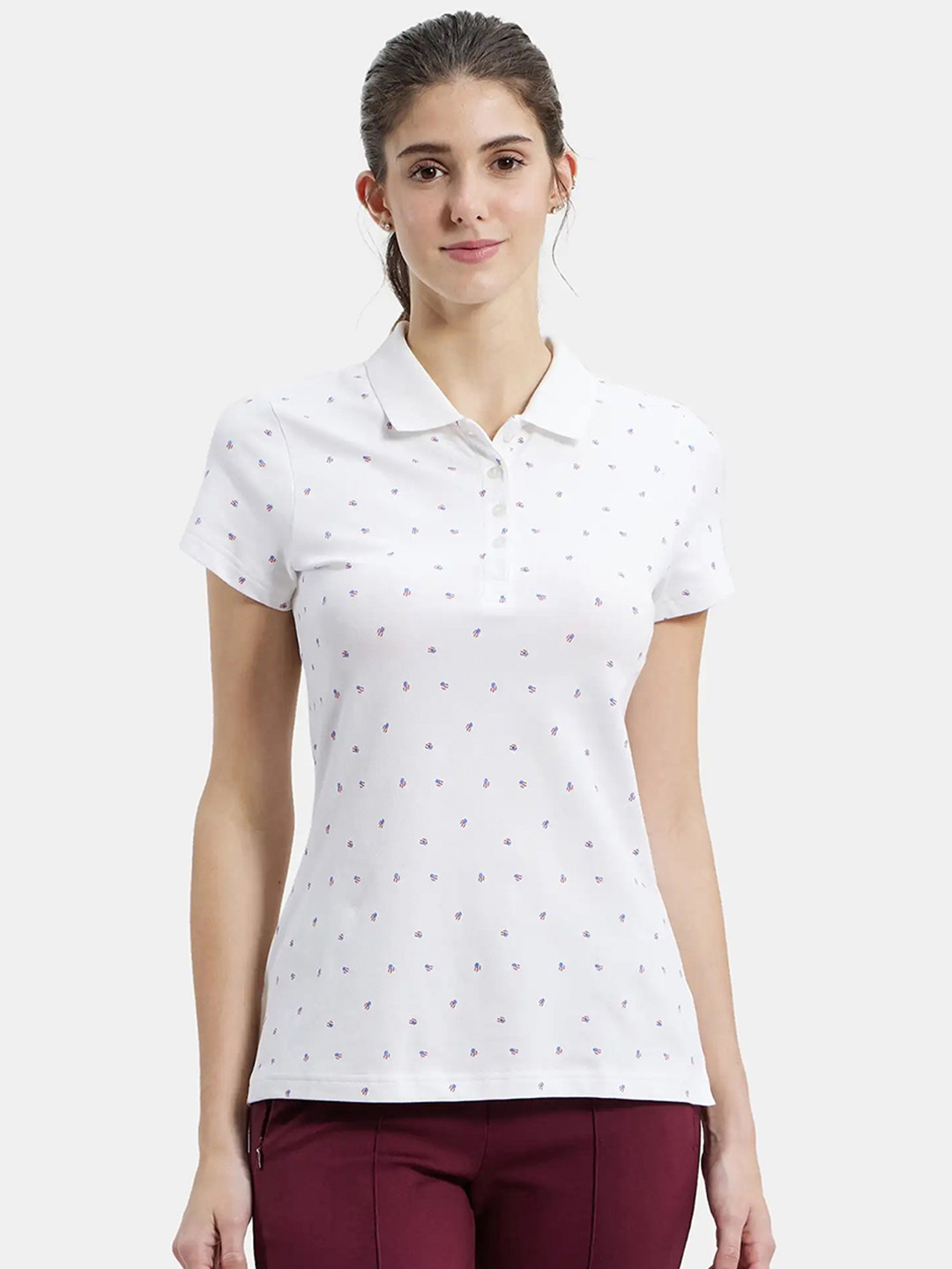 Jockey Printed Super Combed Cotton Pique Regular Fit Polo Tshirt-UL34