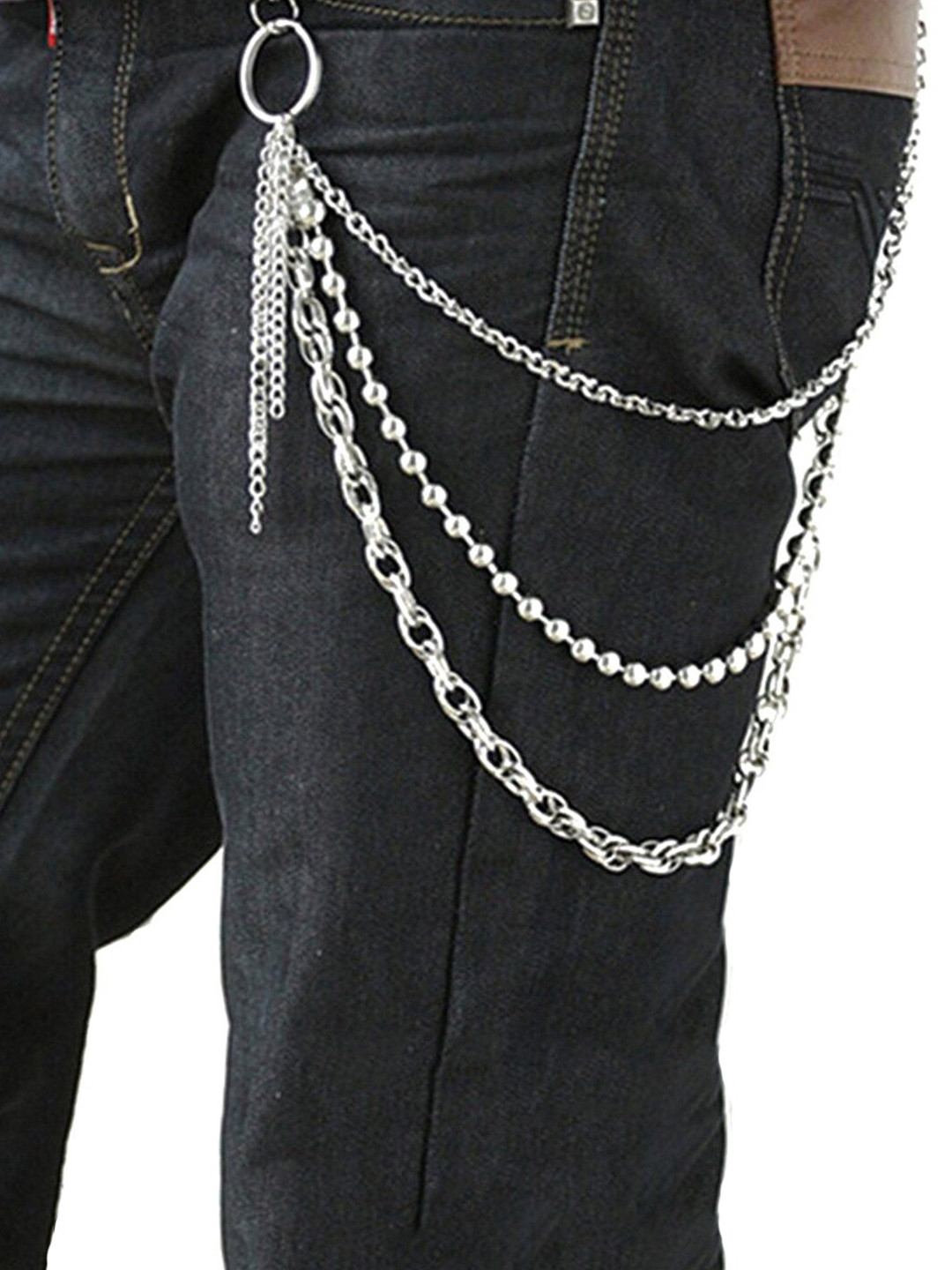Yellow Chimes Men Silver-Toned Rhodium-Plated Layered Chain
