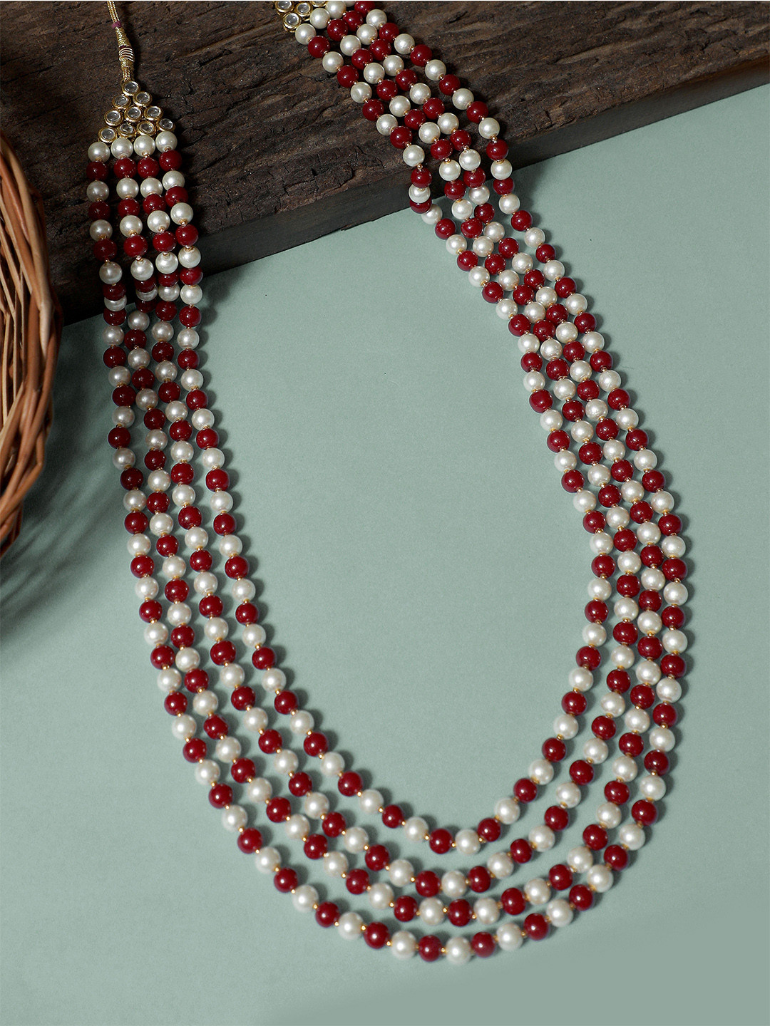 KARATCART Men Gold-Toned & Red Handcrafted Necklace