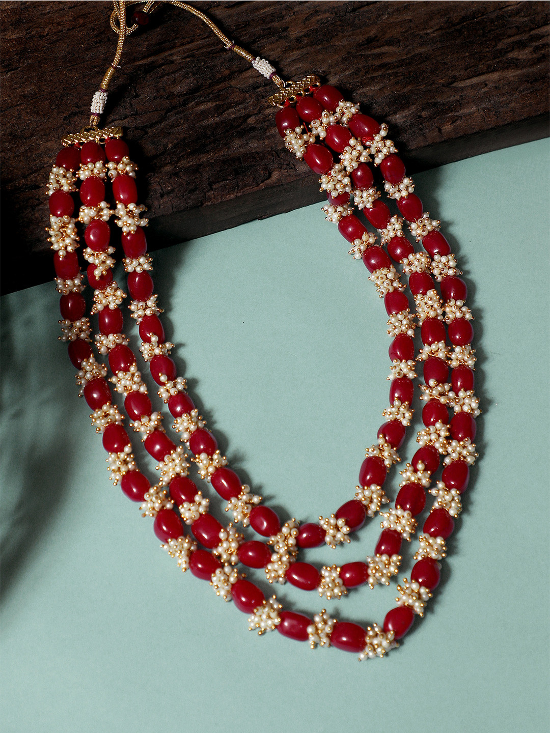 KARATCART Men Gold-Toned & Red Gold-Plated Handcrafted Necklace