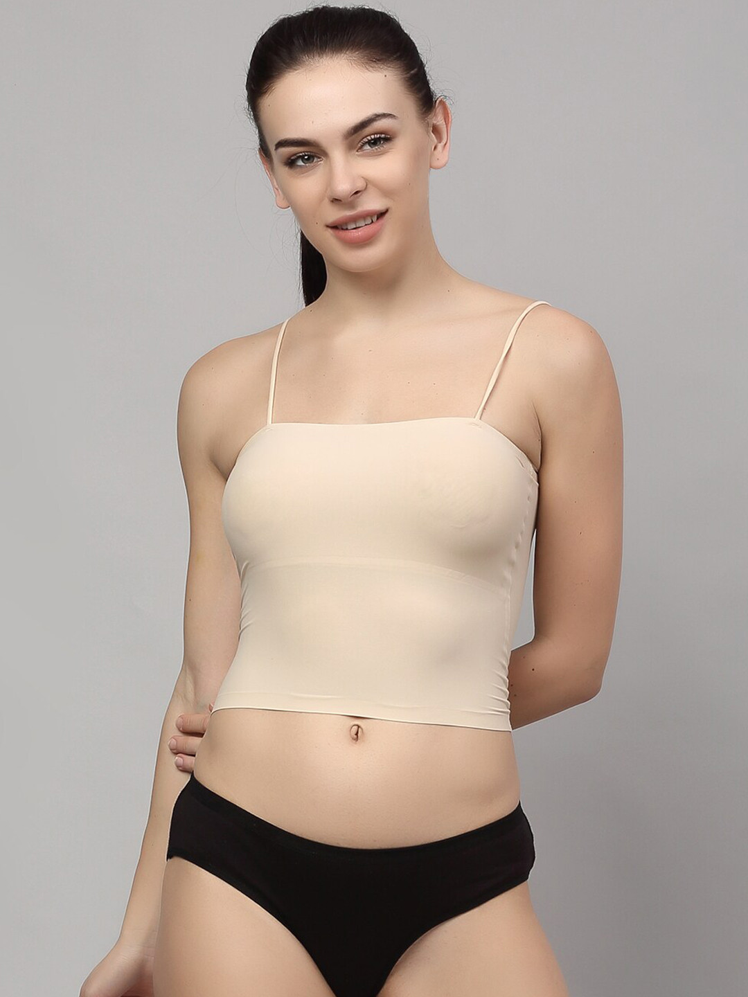 PrettyCat Women Beige & Black Solid Lingerie Set PC-SET-6032