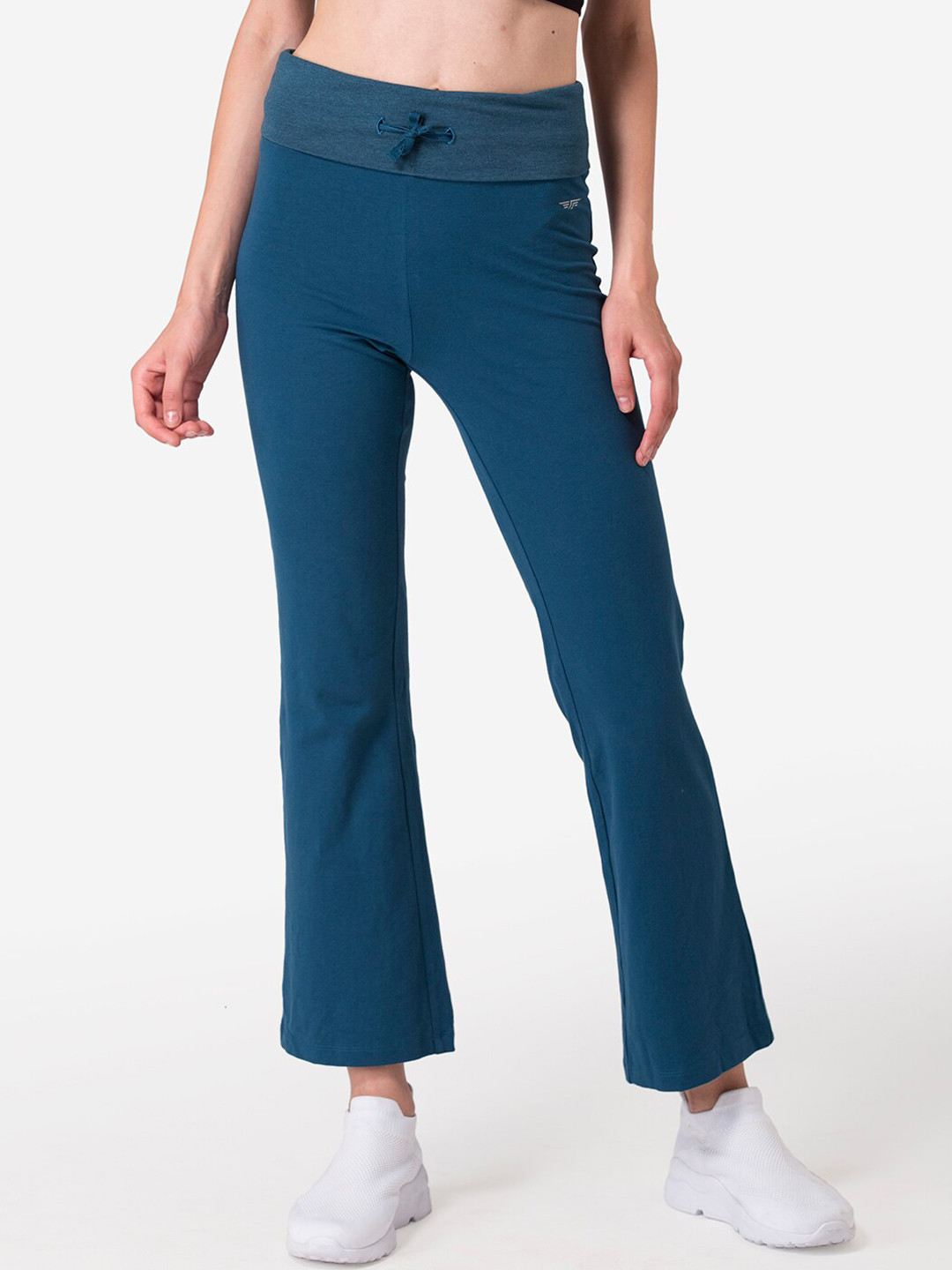 Red Tape Women Teal Blue Solid Straight-Fit Yoga Track Pants