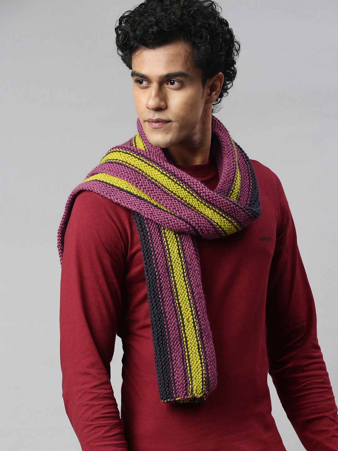 Magic Needles Unisex Multicoloured Striped Scarf