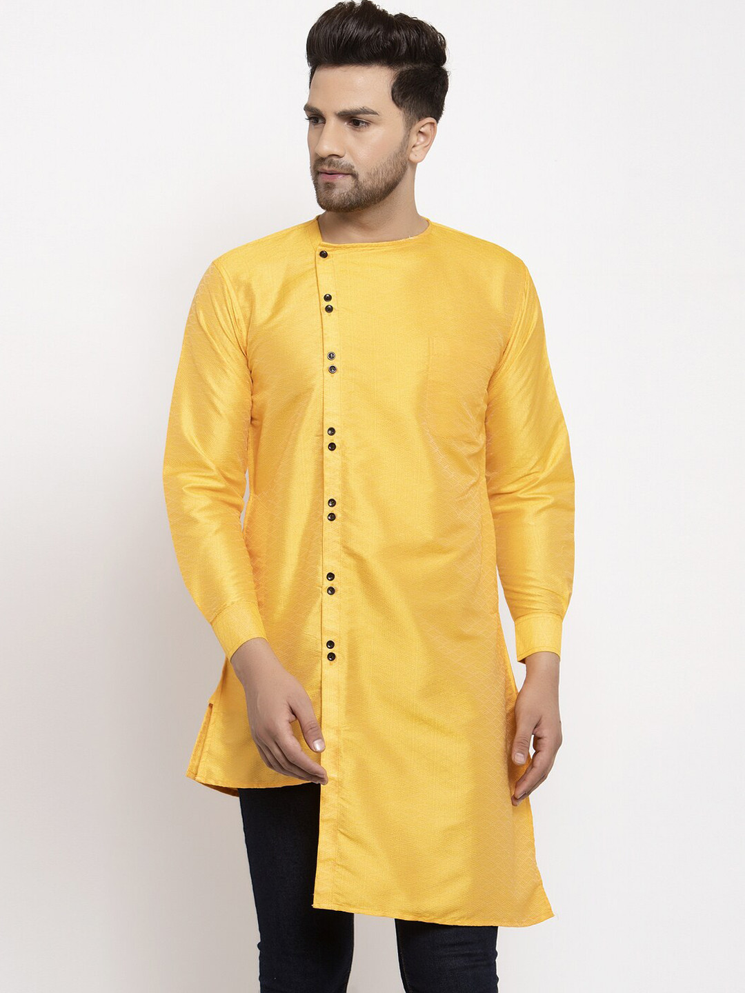 KLOTTHE Men Yellow Angrakha Kurta