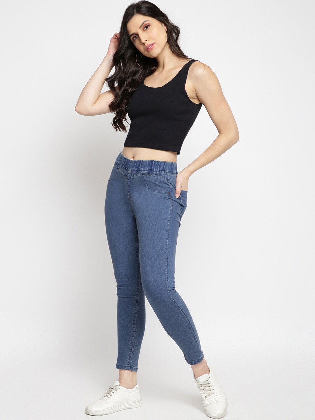 TALES & STORIES Women Blue Solid Skinny-Fit Jeggings